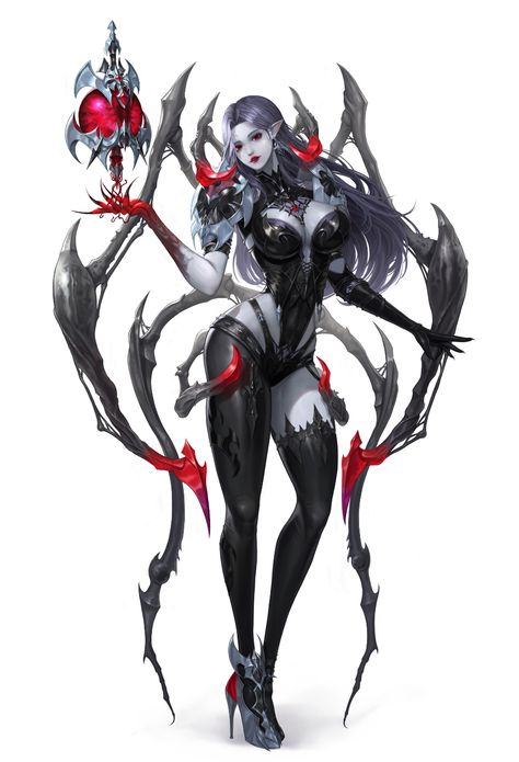 Spider People Fantasy Art, Half Spider Half Human, Spider Character Design, Vampire Spider, Spider Character, Spider Lady, Demon Girl, Spider Woman, Monster Design