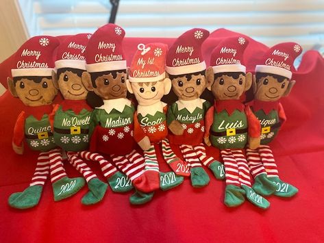 Elves Christmas Decorations, Dollar Tree Elves, Elves Christmas, Elf Stocking, Personalised Christmas Tree Decorations, Christmas Elves, Girl Elf, Christmas Play, Christmas Favors