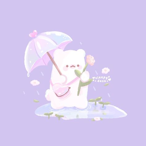 sleepydaze ♡ digital artist 💫 on Instagram: “Rainy spring days 🌱☔️🌧 Yesterday marked the first day of the new season! It’s been heavily raining here in Vancouver (when is it not though…” Sleepy Daze, Cute Widgets, Rainy Spring, Cute Wallpapers For Ipad, Wallpaper Homescreen, Cute Tumblr Wallpaper, Wallpaper Purple, Purple Themes, Apple Watch Wallpaper