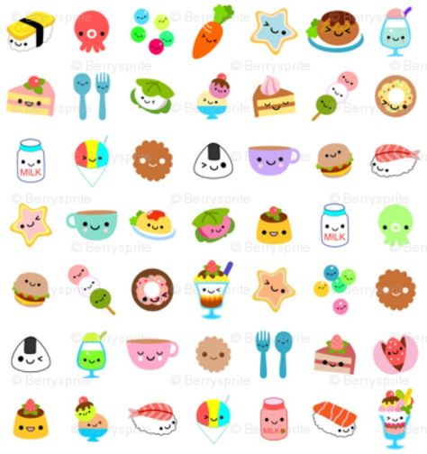 Foods with faces Food Kawaii, Kawaii Faces, Images Kawaii, Art Kawaii, Cute Food Drawings, Food Wallpaper, Kawaii Chibi, Kawaii Doodles, Kawaii Food