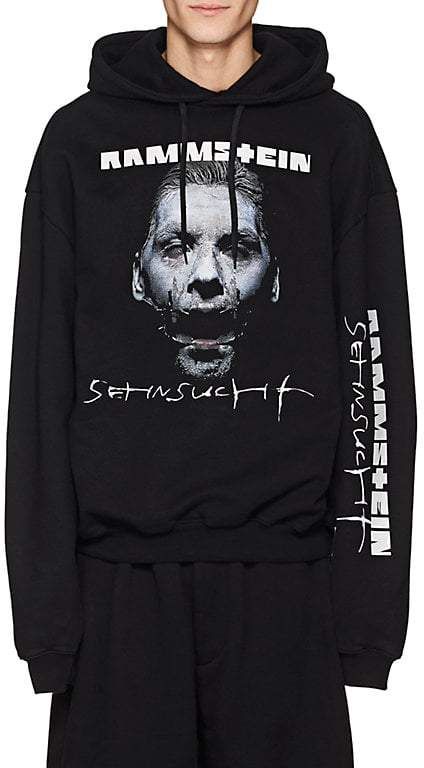 Vetements Men's "Rammstein" Cotton-Blend Terry Hoodie Vetements Hoodie, Balenciaga Hoodie, Hoodies Black, Extra Long Sleeves, Black Sweatshirt, Oversized Sweatshirt, Hooded Pullover, Hoodie Top, Graphic Hoodies