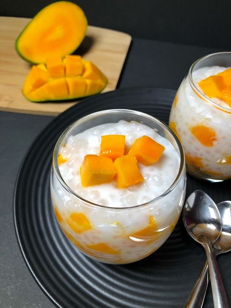 Easy Mango Tapioca Pudding | Eggless Dessert | Tempting Treat Mango Tapioca Pudding, Korean Cafe Food, Mango Tapioca, Jowar Recipes, Vegan Blueberry Cheesecake, Diwali Desserts, Mango Pudding Recipe, Tapioca Dessert, Sago Pearls