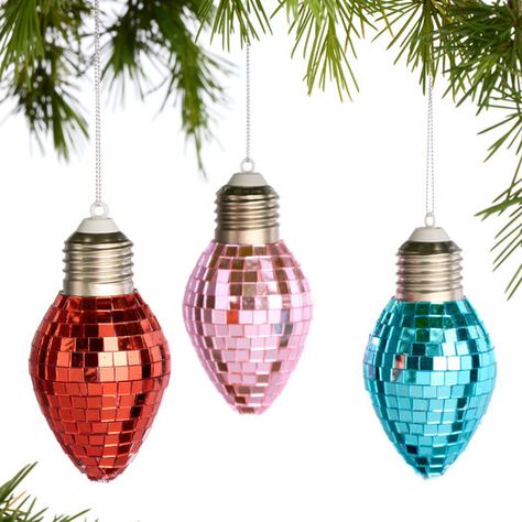 Disco Retro Bulb Ornaments Set of 3 by World Market 60s Christmas Decorations, Weird Ornaments, Christmas Disco, Disco Christmas, Xmas Art, Bulb Ornaments, Retro Christmas Decorations, Dog Xmas, Retro Ornaments