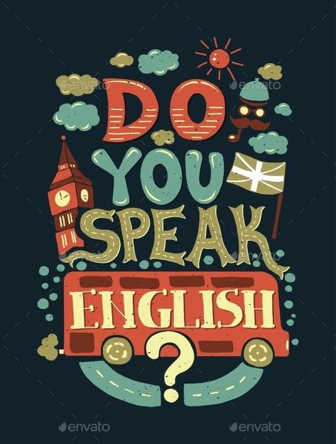 Speak In English Poster, English Logo Schools, English Wallpaper School, Speak Up Illustration, English Class Wallpaper, English Posters Design, Speak English Poster, English Logo Design, English Portada