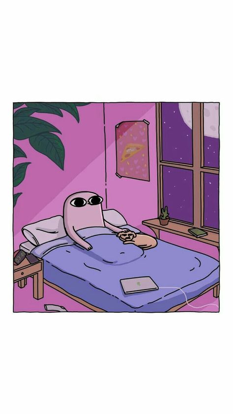 Can't Sleep Aesthetic, Cant Sleep Aesthetic, Sleep Aesthetic, Pink Guy, Mood Wallpaper, Can't Sleep, Funny Phone Wallpaper, Cute Drawing, Cant Sleep