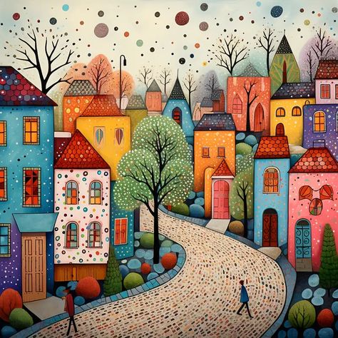 Large Size Without Frame Diy 5d Diamond Painting Full - Temu Colorful House, Illustration Kunst, Whimsical Art Paintings, Colorful Houses, Art Whimsical, Gems Art, Colorful Abstract Painting, Abstract Wall Decor, Art Et Illustration