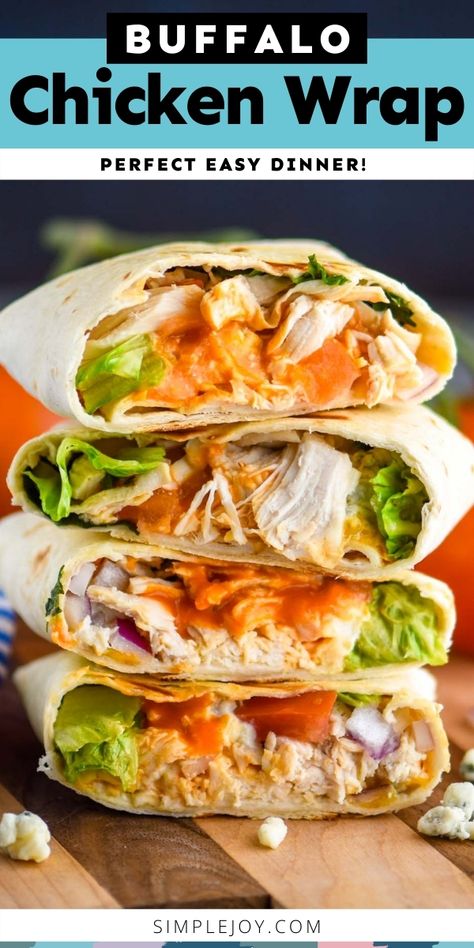 Different Chicken Recipes, Buffalo Chicken Wrap, Yummy Wraps, Easy Buffalo Chicken, Buffalo Chicken Wraps, Quick Healthy Lunch, Chicken Wrap Recipes, Chicken And Veggies, Healthy Wraps