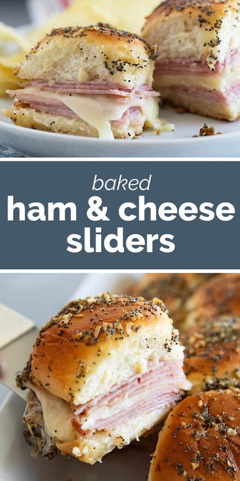 Perfect for an easy dinner that both kids and adults love, these Ham and Cheese Sliders are a classic! They take very little prep and bake up for a no fuss family dinner. Hot Ham And Cheese Sliders, Baked Ham And Cheese Sliders, Recipes Using Ham, Easy Dinners For Kids, Ham And Swiss Sliders, Ham Cheese Sliders, Ham Sliders, Creamy Pasta Bake, Ham And Cheese Sliders