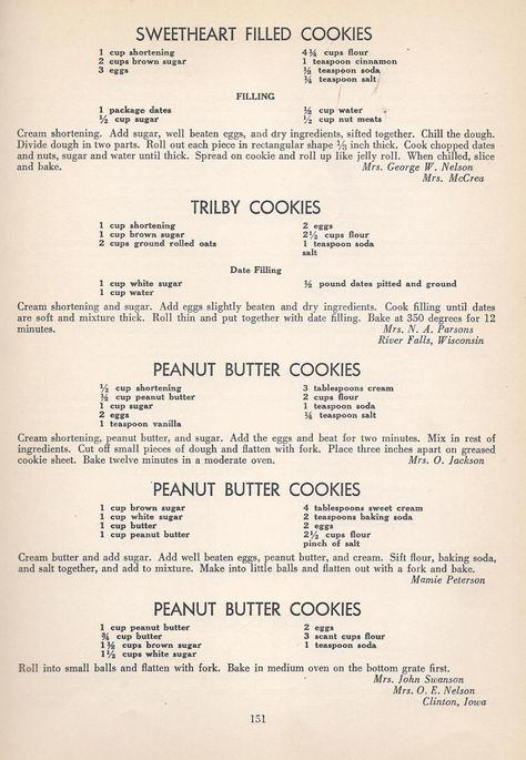 Vintage Cookies Recipes From 1940 Recipes Vintage, Handwritten Recipes, Filled Cookies, Vintage Cooking, Grandmas Recipes, Vintage Cookies, Old Fashioned Recipes, Cookies Recipes, Retro Recipes