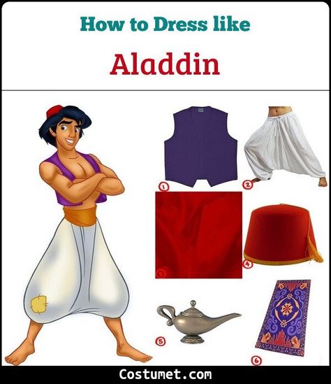 Diy Aladdin Costume, Aladdin Inspired Outfits, Aladdin Costume Diy, Aladdin Halloween, Turban Diy, Couples Fancy Dress, White Harem Pants, Aladdin Musical, Aladdin Jr