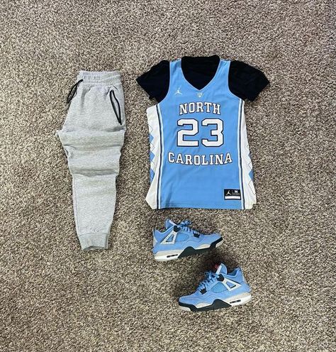 Jordan 4 Blue Outfit Men, Jordan 4 Unc Outfit Men, Jordan 5 Unc Outfit, Jordan Fits Men, Jordan Unc Outfit, University Blue Jordans Outfit, Blue Fits Men, Blue Outfits Men, Blue Jordans Outfit