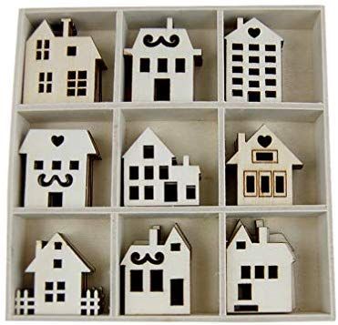 HEALLILY 45pcs Wooden House Shaped Embellishments Hanging Ornaments Unfinished Wood Cutouts Ornaments for Christmas Crafts Decoration: Amazon.ca: Home & Kitchen Wood Houses, Wooden Slices, Wood Cutouts, Arts And Crafts Projects, Wooden Crafts, Unfinished Wood, Diy Accessories, Wedding Supplies, Wooden Diy