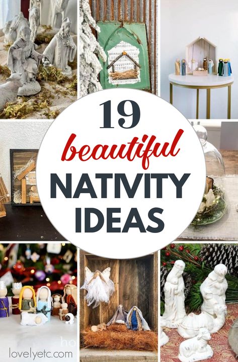 These 19 DIY nativity ideas include all kinds of beautiful DIY nativities. There are DIY peg doll nativities for kids, old nativities that have been updated to look gorgeous, and rustic nativity decor. Each of these DIY nativities would make a great piece of decor for your own home or would also make a meaningful handmade gift. Nativity Cave Diy, How To Make A Creche Nativity Stable, Popsicle Stick Nativity Scene, Diy Manger Stable Indoor, Kids Diy Nativity Scene, Home Made Nativity Scene, Nativity Scene Centerpiece Ideas, Festival Of Nativities, Nativity Scene Decor Ideas Diy