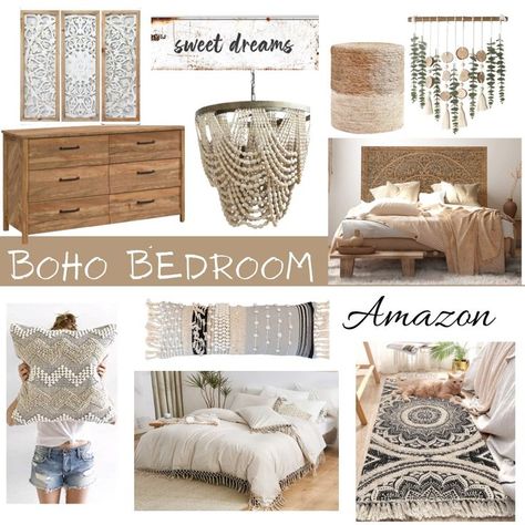 Boho Bedroom Decoration and Design from Amazon Amazon Boho Decor Bedroom, Amazon Boho Bedroom, Bedroom Decor From Amazon, Amazon Boho Decor, Amazon Bedroom, Hygge Inspiration, Decor From Amazon, Bedroom Design Inspiration, Boho Bedroom Decor