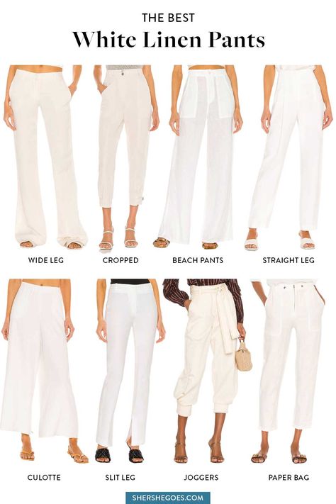 white pants are so chic for summer - and these loose straight linen pants are effortless! click to shop the best white linen pants for women. linen pants for women, best womens linen pants, white linen trousers, #linen #summerfashion #womensfashion #summeroutfits Chic Linen Pants Outfit, Straight Linen Pants, Linen Work Pants, Loose Capri Pants Outfits, White Straight Pants, Linen Pants Outfits For Women, White Straight Pants Outfit, Loose White Pants Outfit, White Linen Pants Outfit Winter