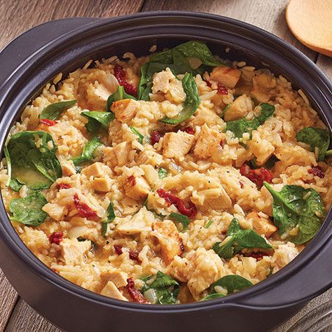 Easy+No-Stir+Risotto+-+The+Pampered+Chef® Rockcrok Recipes, Rock Crock Recipes, Crock Meals, Pampered Chef Recipes, The Pampered Chef, Chef Recipes, Kitchen Products, Pampered Chef, Casserole Dish