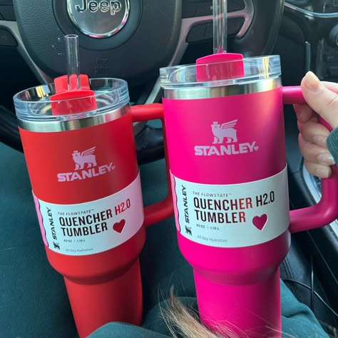 This Listing Is For Both Of The Valentine’s Stanley’s! Cute Stanley’s, Cute Stanley Cups, Stanley Cup Aesthetic, Takeaway Coffee Cup, Stanley Pink, Stanley Water Bottle, Stanley Products, Takeaway Coffee, Trendy Water Bottles