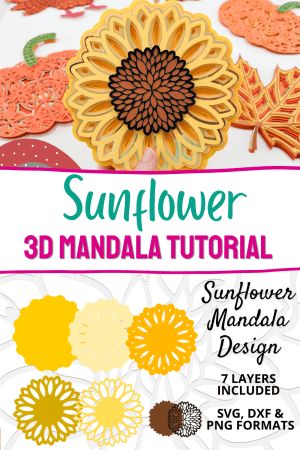 Mandala Cricut Projects, Layered Paper Art Template, Cricut Cardstock, Mandala Sunflower, Paper Mandala, Svg Tutorial, Sunflower Craft, Mandala Tutorial, Sunflower Mandala