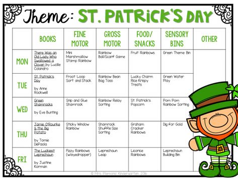 Spring Theme Lesson Plans Preschool, St Patricks Day Lesson Plan, St Patricks Day Lesson Plan For Toddlers, March Ideas For Preschool, March Curriculum For Toddlers, Preschool March Themes, March Lesson Plans For Preschool, March Themes For Toddlers, March Themes For Preschool