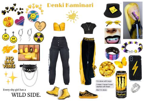 Denki Inspired Outfit, Bnha Inspired Outfits, Mha Inspired Outfits, Movie Inspired Outfits, Scene Outfits, Anime Inspired Outfits, Cartoon Outfits, Character Inspired Outfits, Outfit Inspo Casual