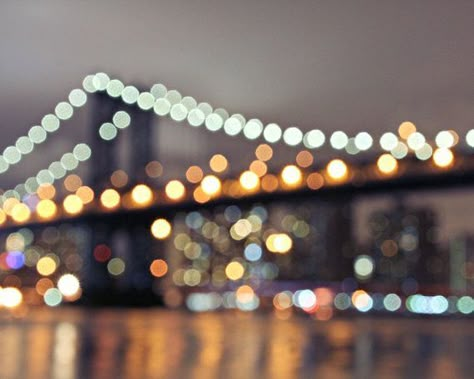 City Bokeh, Bokeh Art, Reflections Photography, New York City Photography, New York City Art, Blurred Lights, Rain Painting, Summer Wall Art, Bridge Photography