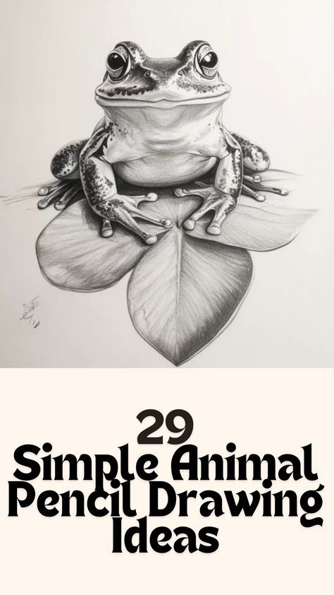 Perfect for beginners, these animal drawings focus on simple shapes and lines for easy practice. Beginner Graphite Pencil Drawings, Photo Realism Drawing, Fun Things To Draw When Bored, Animal Drawings Sketches Pencil, How To Draw, Easy Frog Drawing, Elsa Sketch, Pencil Art For Beginners, Animal Pencil Drawings