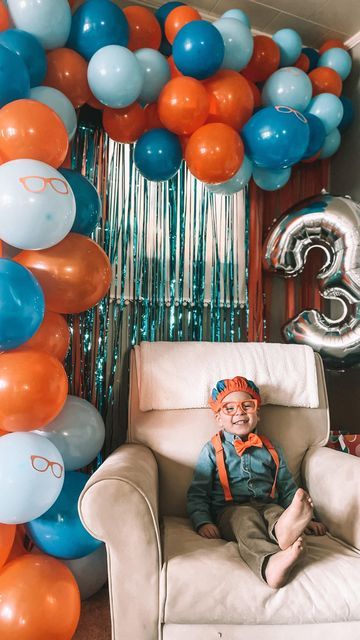 Kasey Decker on Instagram: "K O- A H, Koah! My little Blippi lover had his 3rd Birthday party on his bday Sunday. He had a really great day! Can’t believe how fast time has gone since haveing him. He brings our family so much joy an laughter. Such a special little heart and mind, our Koah Bear. HAPPY BIRTHDAY, BABY BOY! 🧡" Blippi Birthday Theme, Blippi Balloon Arch, Blippi 3rd Birthday Party For Boy, Meeka Birthday Party, Blippi Dinosaur Birthday Party, Blippi 3rd Birthday Party, Blipping Birthday Party, Blippi And Meekah Party, Blippi 2nd Birthday Party