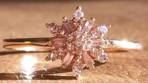 Choosing Engagement Ring, Snowflake Engagement Ring, Rose Quartz Ring Engagement, Pink Diamonds Engagement, Pink Engagement, Kiss The Bride, Pink Snowflake, Pink Diamond Engagement Ring, Unusual Engagement Rings