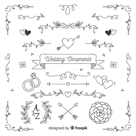 Doodle Wedding, Diy Photo Book, Valentinstag Party, Muster Tattoos, Pretty Fonts, Hand Drawn Wedding, Love Doodles, Wedding Elements, Card Embellishments