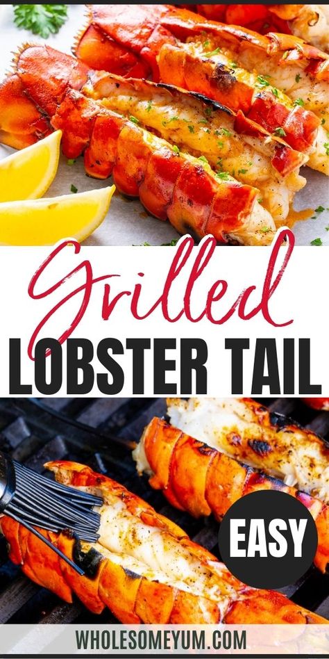 Grilled Lobster Tail Recipe Lobster Tails On The Grill, Bbq Lobster Tails, Lobster Tail Dinner, Grill Lobster Tail, Grilled Lobster Tail Recipe, Grilled Lobster Recipes, Grill Lobster Tail Recipe, Lobster Tail Recipe, Cooking Lobster Tails