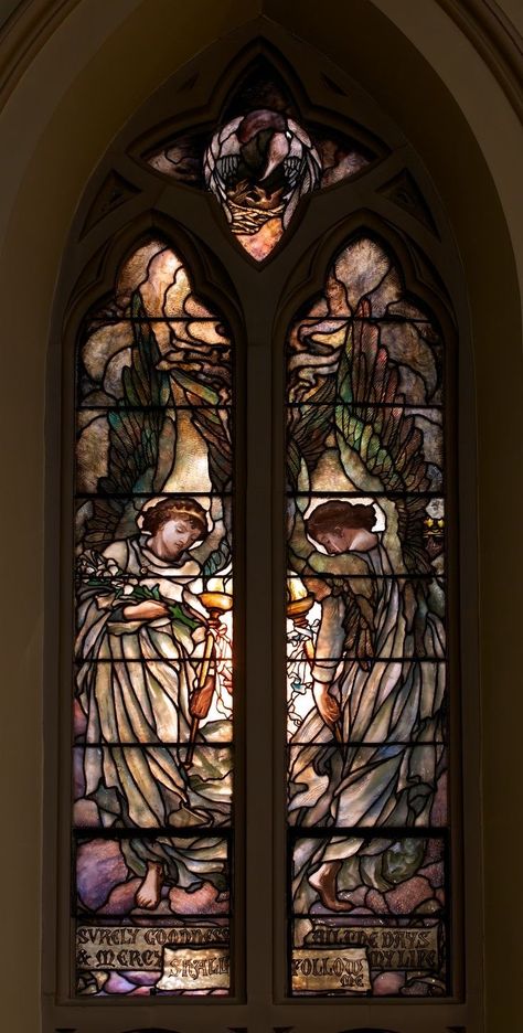 I find stained glass to be so elegant. The many colors used, all the different shapes within a single piece, and the stories that can be told. I absolutely adore them… Louis Comfort Tiffany, Tiffany Glass, Southern Gothic, Mary And Jesus, Gilded Age, Seeking God, Six Feet Under, Gothic Architecture, Stained Glass Window