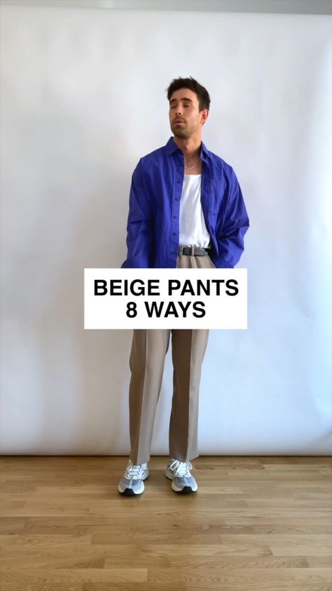 DANIEL SIMMONS on Instagram: “8 Ways To Style Beige Pants - #fashion #mensfashion #outfitinspiration #outfit” Men Beige Pants Outfit, Beige Pants Men Outfit, Beige Pants Outfit Men Casual, Beige Pants Outfit Men, Style Beige Pants, Light Brown Pants Outfit, Khaki Pants Outfit Men, Daniel Simmons, Beige Pants Outfit