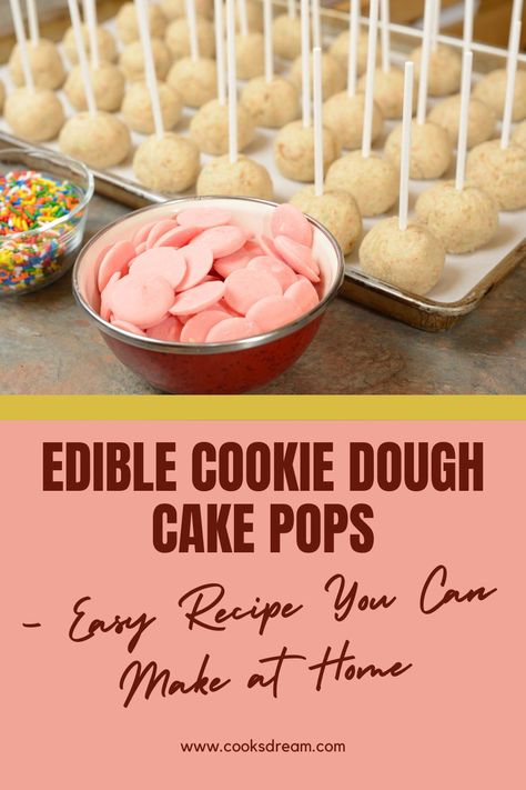 Cake Pops Cookie Dough, Cake Pop From Cookies, Edible Cookie Dough Pops, Edible Cookie Dough Cake Pops, Soft Cookie Cake Pops, Cookie Dough Cake Pops Starbucks, Cookie Dough Cake Pops, Cookie Dough Pops, Frozen Cake Pops