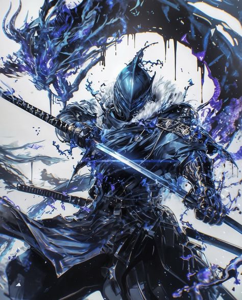 Dark Samurai Art, Genji Oni, Fantasy Samurai Armor, Octopus People, Blue Samurai Armor, Armored Samurai Art, Undead Monster, Dark Samurai Wallpaper Hd, Blue Samurai