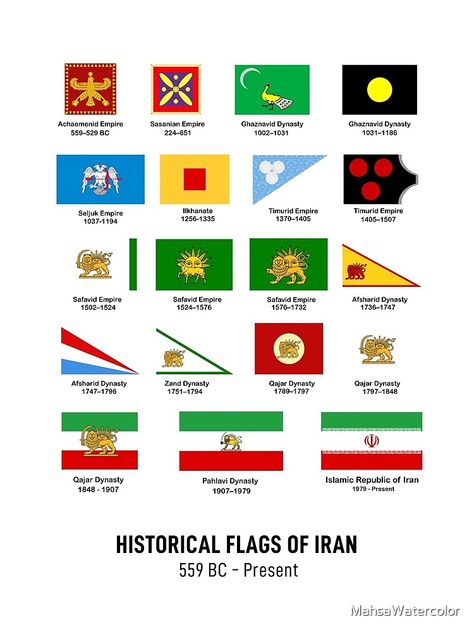 historical flags of iran persia 559 bc 2024, histry of persian, color of flags, history of iran ایرانی فارسی پرچم تاریخ poster, art print, gift for iranian, gift for persians, tshirt for iranian History Of Iran, Iranian Flag, Timurid Empire, Iran History, Persian History, Qajar Dynasty, Iran Flag, Pahlavi Dynasty, Iran Culture