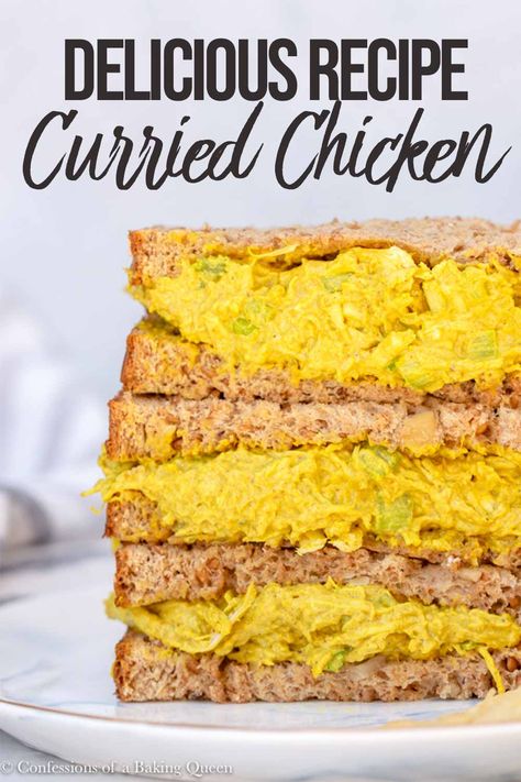 The best sandwich filling, Curried Chicken Salad is delicious. This chicken salad recipe is easy to make. Eight ingredients are all it takes to make this chicken salad. Perfect on top of lettuce or sandwiched between your favorite bread, this is the perfect lunch.  #curriedchickensaladrecipe #curriedchickensaladsandwich #coronationchicken Curried Chicken Salad, Jar Salads, Subway Sandwich, Curried Chicken, Gourmet Sandwiches, Chicken Curry Salad, Sandwich Fillings, Chicken Salad Recipe, Cold Pasta