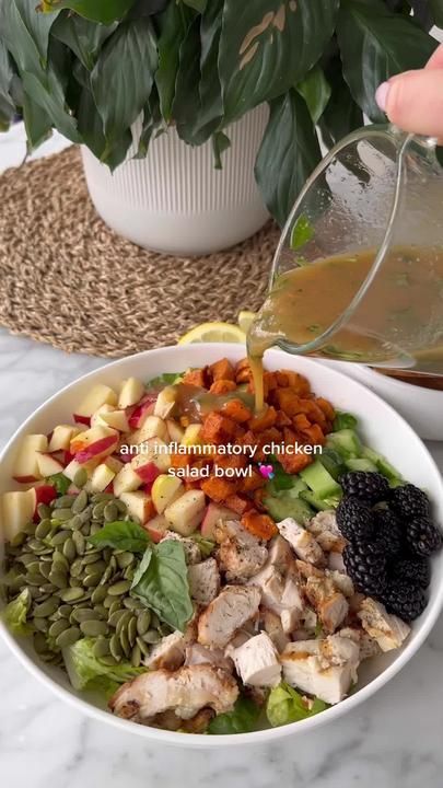 Jamie Milne on TikTok Sweet Potato Salad, Anti Inflammation Recipes, Healthy Dinner Recipe, Superfood Recipes, White Miso, Chicken Sweet Potato, Vinaigrette Recipes, Salad With Sweet Potato, Spring Recipes