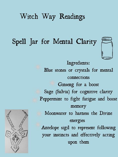 Grab these ingredients and get your spell on! Spell For Mental Clarity, Mental Clarity Spell Jar, Spells For Mental Clarity, Mental Clarity Spell, Clarity Spell For Someone Else, Clarity Spell, Shadow Dancing, Witchy Journal, Divination Witch