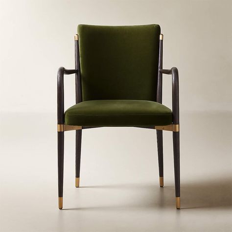 Norrie Olive Green Velvet Dining Armchair + Reviews | CB2 Brown Dining Chairs, Olive Green Velvet, Green Dining Chairs, Tufted Dining Chairs, Chair Options, White Dining Chairs, Grey Dining, Dining Armchair, Dining Chair Design