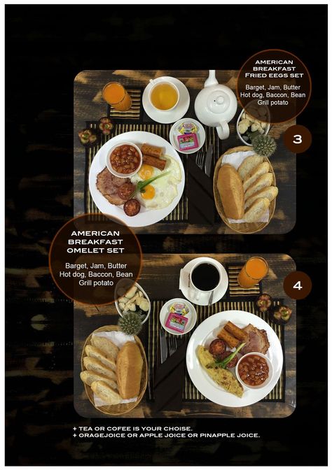 Breakfast menu Continental Breakfast Menu, Breakfast Omelet, Fried Breakfast, American Breakfast, Grilled Potatoes, Continental Breakfast, Breakfast Menu, Omelet, Hot Dogs