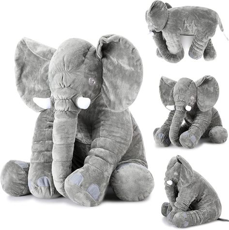 Giant Stuffed Elephant Plush Animal Toy Huge Soft Big Large Animals Doll Gray Gifts for Kids Girlfriend Home Decor (15.7 Inch) - Walmart.com School Party Favors, Stuffed Elephant, Funny Elephant, Large Stuffed Animals, Elephant Stuffed Animal, Biggest Elephant, Animal Throw Pillows, Nap Pillow, Animal Safari