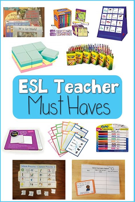 Do you teach ELLs? Check out these must have items to make your teaching job easier. #esl #esol #teachingmusthaves #teachingsupplies Esl Teaching Elementary, Esol Teacher, Esol Resources, Esol Classroom, Esl Materials, Teaching Abroad, Esl Ideas, Teaching English Language Learners, Esl Teaching Resources