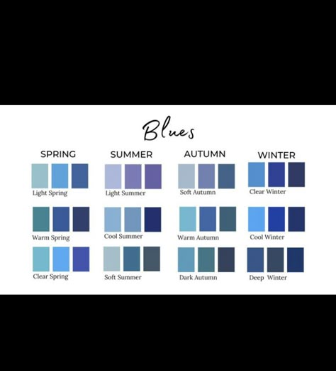 Denim Blue Color Combinations, Soft Autumn Blue, Dark Autumn Capsule Wardrobe, Dark Blue Autumn, Light Summer Style, True Cool Winter, Wardrobe Color Palette, Cool Summer Palette, Light Summer Color Palette