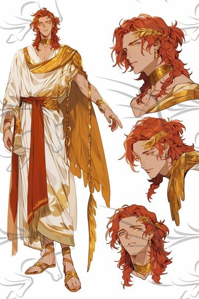 Icarus Character Design, Gods Oc Art, Ancient Roman Character Design, Phoenix Oc Male, Greek Pose Reference, Sun Oc Male, Nephilim Character Design, Greek Oc Male, God Oc Ideas