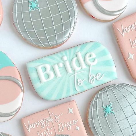 Disco Bridal Shower Cookies, Disco Cookies Bachelorette, Last Disco Cookies, Disco Ball Sugar Cookies, Disco Ball Cookies, Disco Cookies, Bride Cookies, Hary Styles, Disco Songs