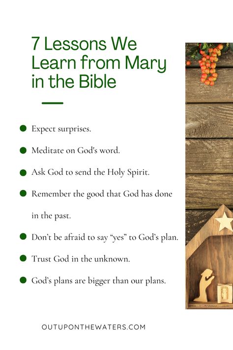 7 life lessons that we learn from Mary, the mother of Jesus, in the story of the annunciation.  When the angel Gabriel announced Jesus' birth, Mary reacted by trusting God in the unknown and a courage to face the impossible.  Here are some encouraging lessons that we learn from Mary in the Bible. Mary Mother Of Jesus Bible Study, Mary In The Bible, Annunciation Of Mary, Best Study Bible, Mary The Mother Of Jesus, Fill My Cup Lord, The Angel Gabriel, Creative Art Activities, Fill My Cup