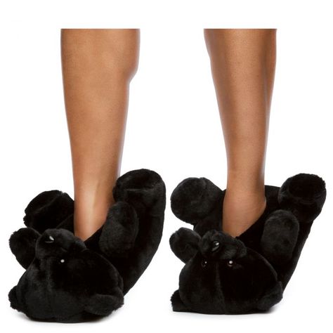 Teddy Slippers, Teddy Bear Slippers, Black Teddy Bear, Dolls Kill Shoes, Weatherproof Boots, Bear Shape, Bear Slippers, Bear Animal, Slippers Black