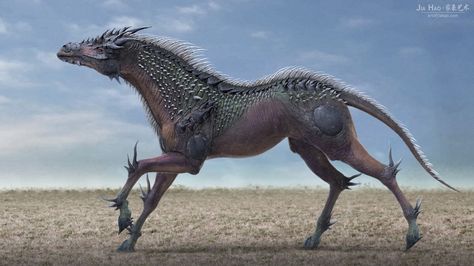 Dragon Horse, Jia Hao on ArtStation at https://www.artstation.com/artwork/l4rgo Horse Creature, Jaghatai Khan, Dragon Horse, Fantasy Horses, Creature Artwork, Mythical Animal, Fantasy Beasts, Alien Creatures, Fantasy Creatures Art