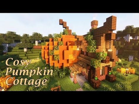 Fall Pumpkin Cottage in Minecraft | How to Build a Cute Autumn House - YouTube Minecraft Pumpkin House Tutorial, Autumn House Layout, Pumpkin House Minecraft, Minecraft Pumpkin Patch, Cottage In Minecraft, Minecraft Autumn, Pumpkin Minecraft, Farmhouse Minecraft, Minecraft Pumpkin