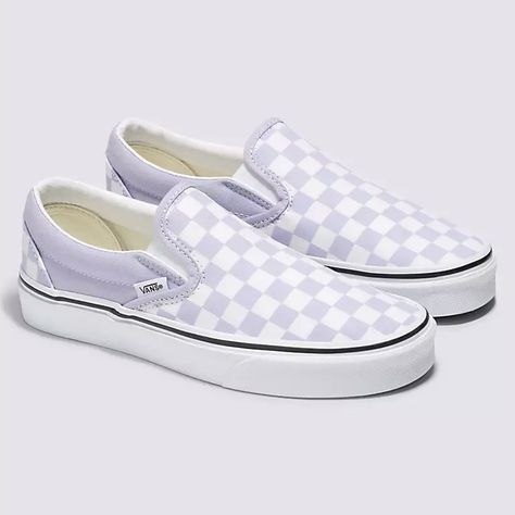 vans checkerboard slip on shoes lilac purple Vans Old Skool Custom, Hi Top Vans, Tennis Vans, Vans Checkerboard Slip On, Burgundy Vans, White Slip On Vans, Casual Tennis Shoes, Vans Slip On Shoes, Mens Vans Shoes